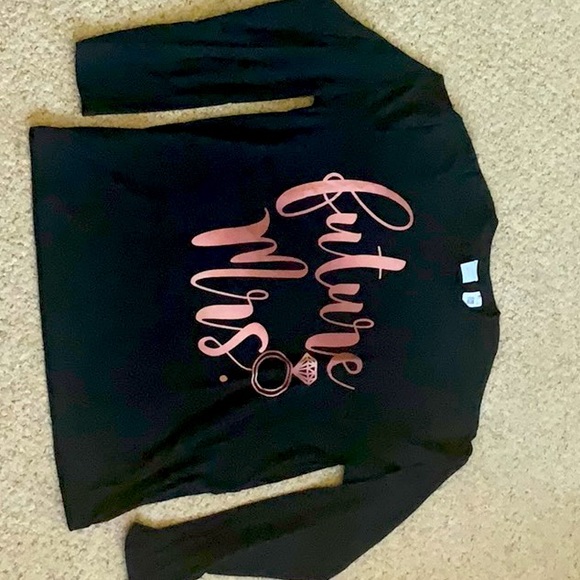 Future Mrs. long sleeved t-shirt. Black and Rose - Picture 1 of 3